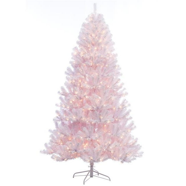 Puleo International 7.5 ft. Pre-Lit Northern Fir Shiny White Tree Artificial Christmas Tree with 600 Clear Lights
