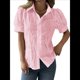 thumbnail image 3 of Blusa de Corta con Cuello Abotonado para Mujer, con Bordado de Ojales Rosa XL, 3 of 8