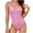 Pink, variant on WREESH Womens One Piece Swimsuits Solid Color Swimwear Slim Swimsuit Bikini Straped Swimsuits Sleeveless Bathing Suits Pink