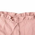 thumbnail image 5 of FRSASU Women's Cotton Linen Capris Wide Leg Ruffle High Waisted Pants Casual Drawstring Summer Loose Capri Pants with Pockets Pink, 5 of 7