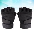 thumbnail image 2 of Guantes tácticos de medio dedo para deportes al aire libre, protección y calidez (negro, talla XL), 2 of 5