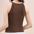 thumbnail image 4 of vigerkar Padded Tank Tops for Women Summer Built-in Bra Camisolse High Neck Casual Cami Tanks Top Sleeveless Basic Shirts (Coffee, One Size), 4 of 5
