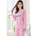 thumbnail image 2 of CNKOO Ladies O-neck Long Sleeve Printing Home Pajamas Set (Size L)(Pink), 2 of 5