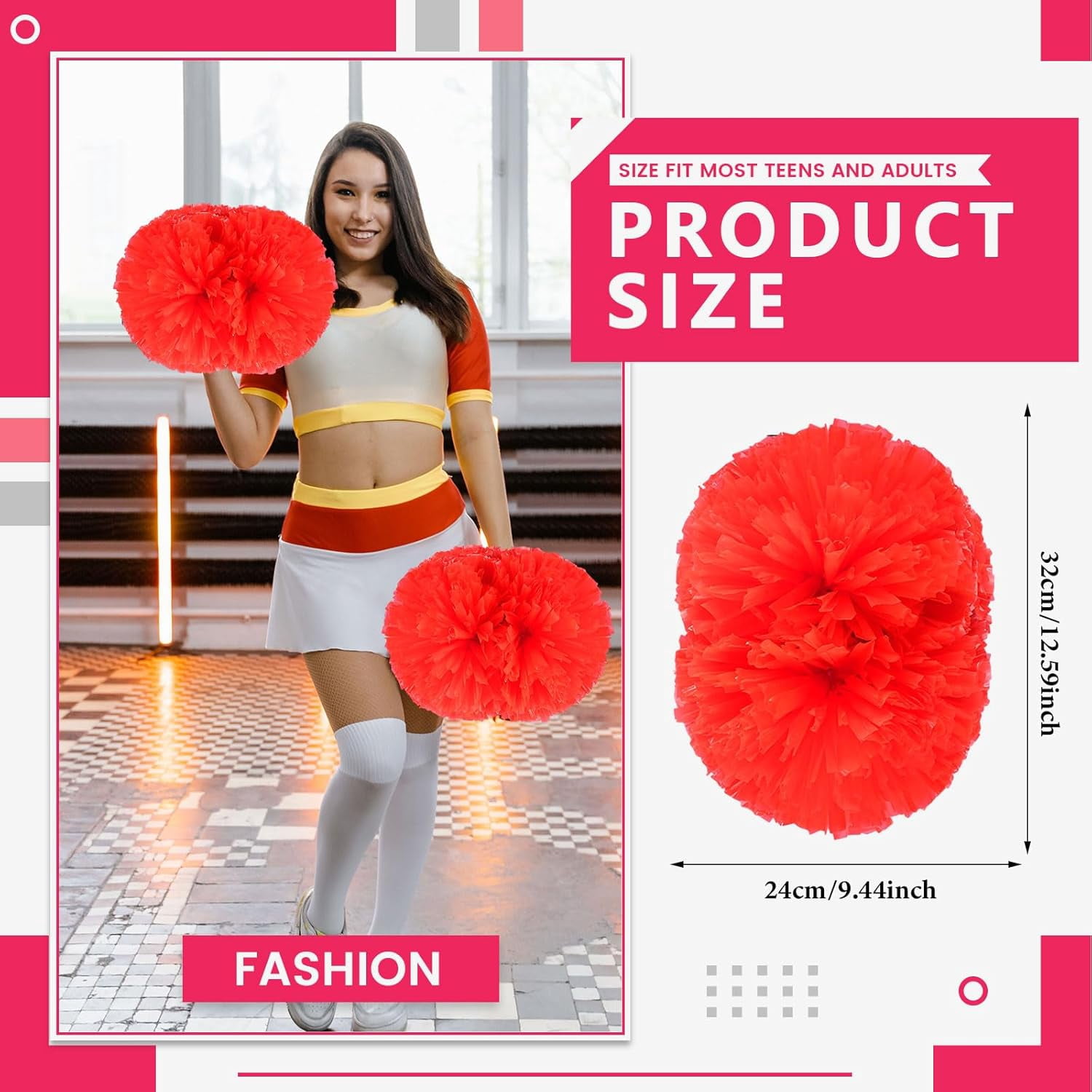 WE 8PcsMetallic Cheerleading Pom Poms, Cheerleader Pom Poms Sports Dance Cheer Plastic Pom Poms Cheerleading for Sports Team Spirit Cheering