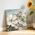 thumbnail image 3 of Canvas Wall Art Magnolia Farmhouse Canvas Art Print White Floral Vintage Pastoral Botanical Pictures Wall Decor for Living Room Bedroom Artwork Decorations Stretched Framed Ready to Hang 8"x8", 3 of 9