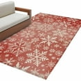 thumbnail image 6 of Christmas Snowflakes Area Rug 3x5 Washable Rug Non Slip Red Winter White Snow Retro Large Area Rug Indoor Floor Carpet for Entryway Bedroom Kitchen Living Room Home Office Dining Room Nursery, 6 of 8
