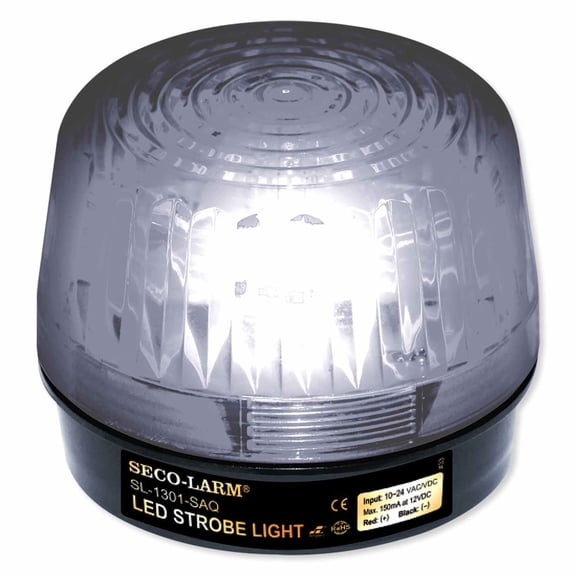 Seco-Larm Enforcer LED Strobe Light with Built-In Programmable Siren, Clear (SL-1301-SAQ/C)