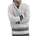 thumbnail image 2 of Men Cardigan Sweater Beige,Men's Fashion Winter V-Neck Pullover Long Sleeve Lapel Knitted Sweater Jacket, 2 of 9