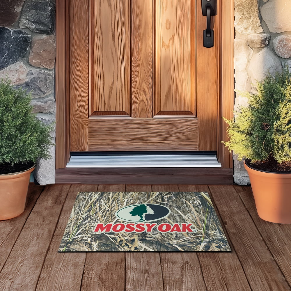Mossy Oak Shadow Grass Habitat Rubber Indoor Outdoor Waterproof Non-Slip Camo Doormat Brown, 18" x 30"