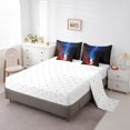 thumbnail image 3 of Guitar Comforter Set 7 Pieces Comforters Full Size Bed Set Bed in a Bag with Comforter,Stringed Musical Instruments Sheets,Pillowcases & Shams,Rock Pop Music Flaming Red Blue Fire Bedding Sets, 3 of 5