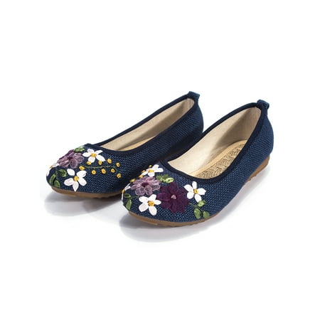 

Embroidered Cotton and Linen Chinese Style Womens Flats Shoes Comfortable Wearable Flats Ballet Embroidery Womens Shoes