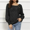 thumbnail image 4 of Duoif Sweaters for Women Trendy Ladies in Autumn and Winter Cotton Sweater Oversized Solid Color Wool Edge Design Versatile Head Shirt Ladies Large Shirt Women's Sweaters Black M, 4 of 4