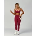 thumbnail image 5 of IBTOM CASTLE Two Piece Workout Sets for Women Color Block Strappy Sports Bra High Waist Leggings Yoga Pilates Outfits Cherry Red, 5 of 7