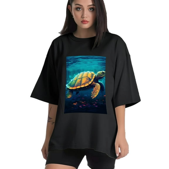 Plus Size Shirt for Women Black Tops for Women Short Sleeves Shirt for Women Turtle T Shirt Crewneck Shirt for Women XS