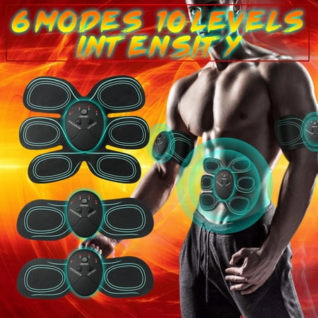 6 Modes 10 Levels Intensity ABS Stimulator Abdominal Muscle Trainer Body Fit Home Exercise Shape Fitness Workout 3Pcs Pads & 3 (Best Workout For A Six Pack Abs)