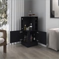 thumbnail image 4 of Corner Bar Cabinet with Wine Storage, Open Shelves & Hidden Storage | Modern Black | Particle Board, 4 of 8