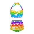 thumbnail image 3 of Suhoaziia Women Bikini Sexy Sporty Tie Closure Halter Ruched Bikini Underwear Size XL,Rainbow Stripe Love Lightweight Halter Tie Back Sexy Tops with Cups Beachwear, 3 of 6