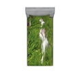 thumbnail image 2 of Nature Bedding Set with Sheet & Covers, Cat Watching a Butterfly on Grass Field Garden Inspirational Picture, Printed Bedroom Decor 2 Shams, 4 Sizes, Fern Green White Grey, by Ambesonne, 2 of 3