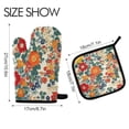 thumbnail image 2 of Yayeee Oven Mitts and Pot Holder Set of 2 Heat Resistant Kitchen Gloves Baking Hot Pad, Orange Japanese Flowers Pattern, 2 of 5