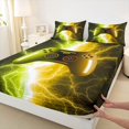 thumbnail image 5 of meiyoeat Neon Lightning Gamer Full Size Sheets for Teens Boys, Electric Yellow Green Gaming Bed Sheets, 4-Piece, 1 Flat Sheet, 1 Fitted Sheet and 2 Pillowcases, 5 of 6
