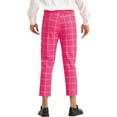 thumbnail image 3 of INSPIRE CHIC Plaid Printed Pants for Men's Pleated Front Colorful Checked Cropped Trousers Rose Red 30, 3 of 4