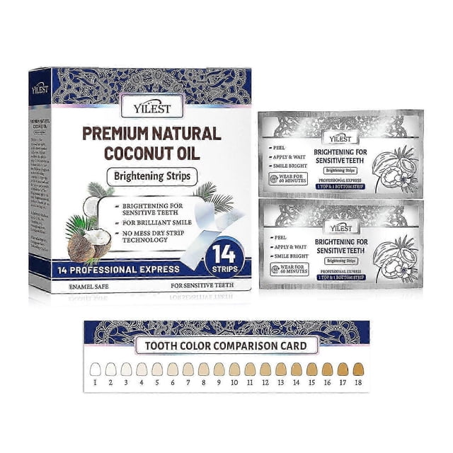 Whitening Strips, Coconut Mint Flavor, for Adults, 14 Pieces, Teeth Brightening, Oral Care