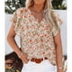 thumbnail image 1 of Blusas con estampado floral para mujer,Blusas de mujer Casual Boho Blusas de mujer Blusas de mujer Manga corta Uso conveniente, 1 of 4