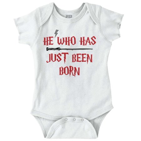 

He Who Has Just Been Born Funny Wizard Baby Bodysuit Jumper Boys Brisco Brands