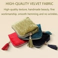 thumbnail image 5 of Mini Travel Jewelry Case - Portable Five Compartments Jewelry Bag Zipper with Tassel, Velvet Organizer Pouch for Rings Necklaces Bracelets Earrings 13.5*12CM Dark Green, 5 of 6