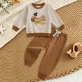 thumbnail image 2 of mgoYE Toddler Boy Fall Clothes 3t 4t 5t 6t Thanksgiving Outfits Football Turkey Embroidery Pullovers Sweatshirt + Pants Set(Brown,4-5 Years), 2 of 9
