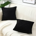 thumbnail image 4 of decorUhome Pack of 2 Corduroy Decorative Throw Pillow Covers 18x18 Inch with Splicing, Striped Broadside Throw Pillows for Couch Cushion Livingroom, Black, 4 of 9