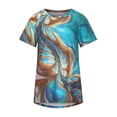 thumbnail image 4 of ICHUANYI Clearance Women Causal Short Sleeves Comfortable Crewneck Print Blouse Pullover Tops Shirt(Green, M) ICHUANYI WER2023081401088, 4 of 8