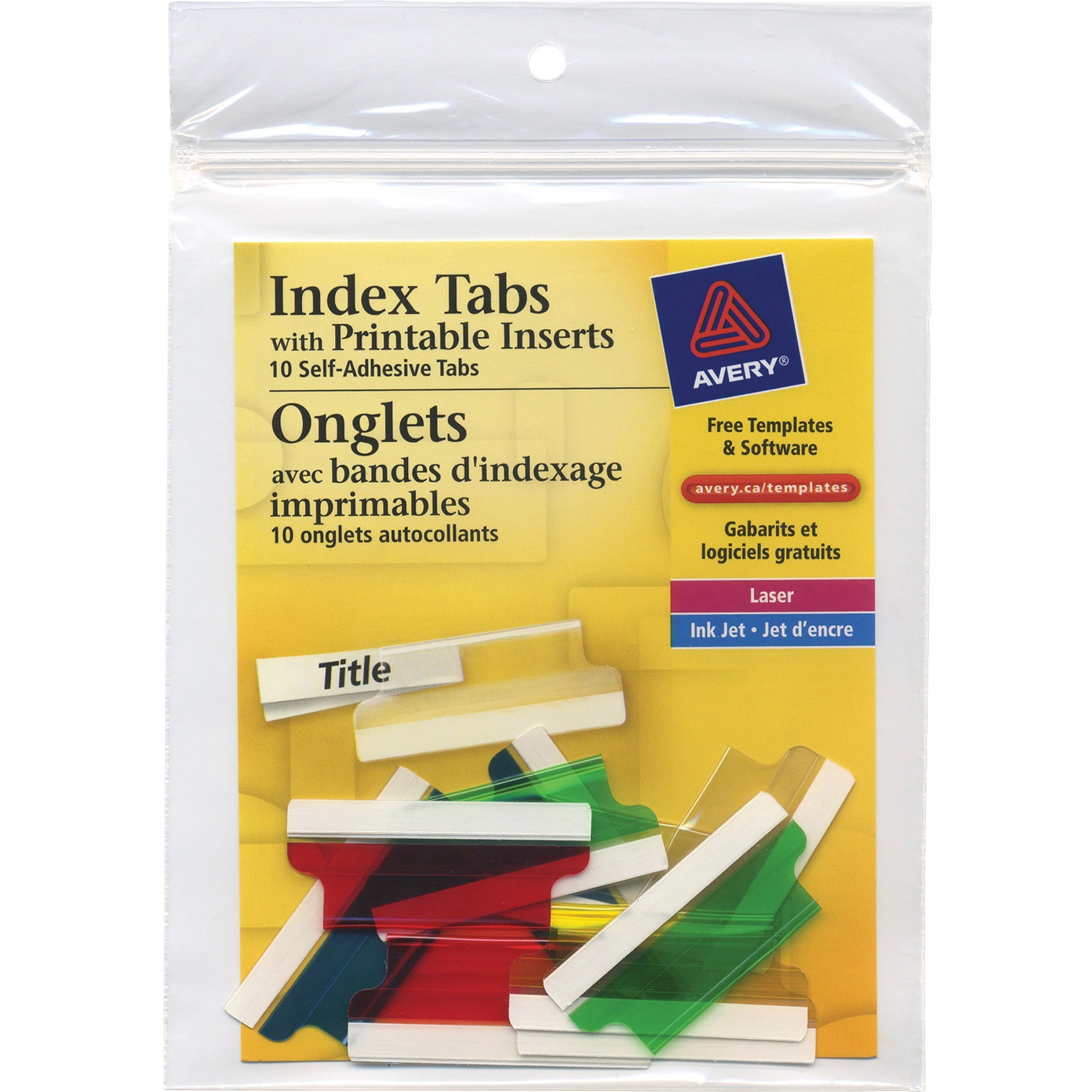 avery self adhesive index