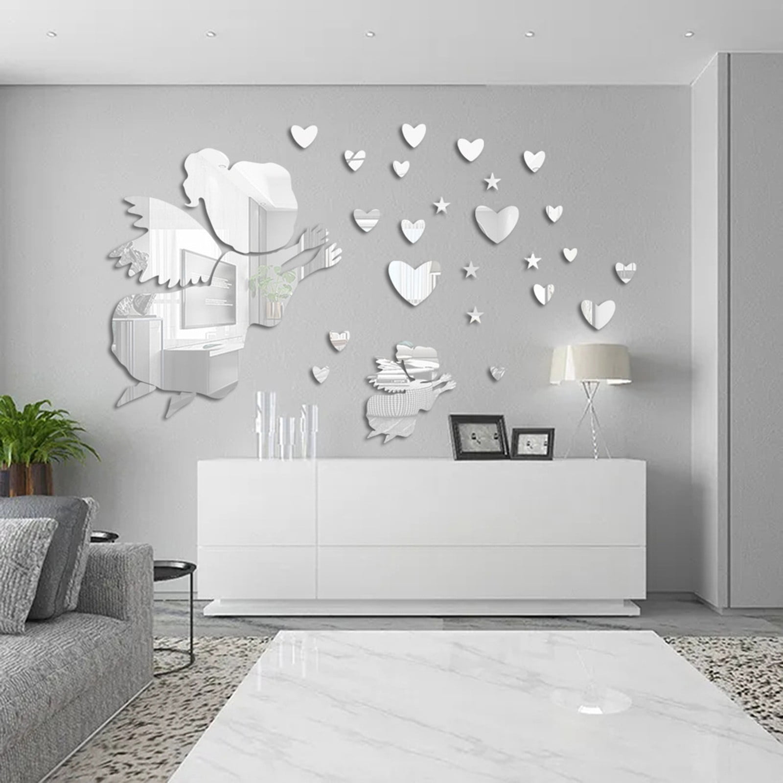 5pcs 3D Wall Stickers, Acrylic Mirror Style Detachable Stickers, Irregular  Lace Shape Combination Wall Stickers, For Bedroom Living Room Office TV Bac