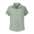 thumbnail image 4 of Mgmyaa Womens Button Down Shirts Casual Short Sleeve Dress Shirt Textured Collared Summer Work Blouse Tops, 4 of 5