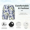 thumbnail image 4 of Kdxio Blue Flax Flowers Print Men's Swim Trunks with Compression Liner 7 Inch Inseam Quick Dry Swim Shorts, 4 of 7