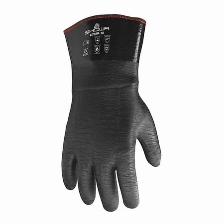 SHOWA Insulated Neoprene 12" Gauntlet Glove, Black, Rough, Large - 1 DZ (845-6781R-10)