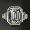 thumbnail image 2 of HeartsAndYou 3.5ct Emerald Cut Moissanite Engagement Ring for Women 18k Yellow Gold over Silver 5 Stone Bezel Set, 2 of 9