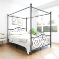 thumbnail image 4 of Queen Canopy Bed Frame, Four-Poster Platform Bed Frame with Headboard Footboard and Center Support Legs, Black Canopy Bed forTeens Adults, Weight Capacity 450 Pounds, 4 of 7