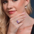 thumbnail image 6 of Gem Stone King 10K White Gold Purple Amethyst and White Lab Grown Diamond 3 Stone Engagement Ring for Women (2.14 Cttw, Gemstone Birthstone, Available in Size 5, 6, 7, 8, 9), 6 of 6