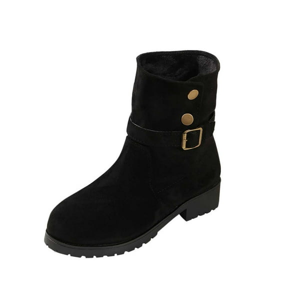 Tao Tao Snow Boots for Women Mid Calf, Womens Fashion Winter Warm Snow Boots Comfortable Outdoor Waterproof Furry Boots Shoes Black 37