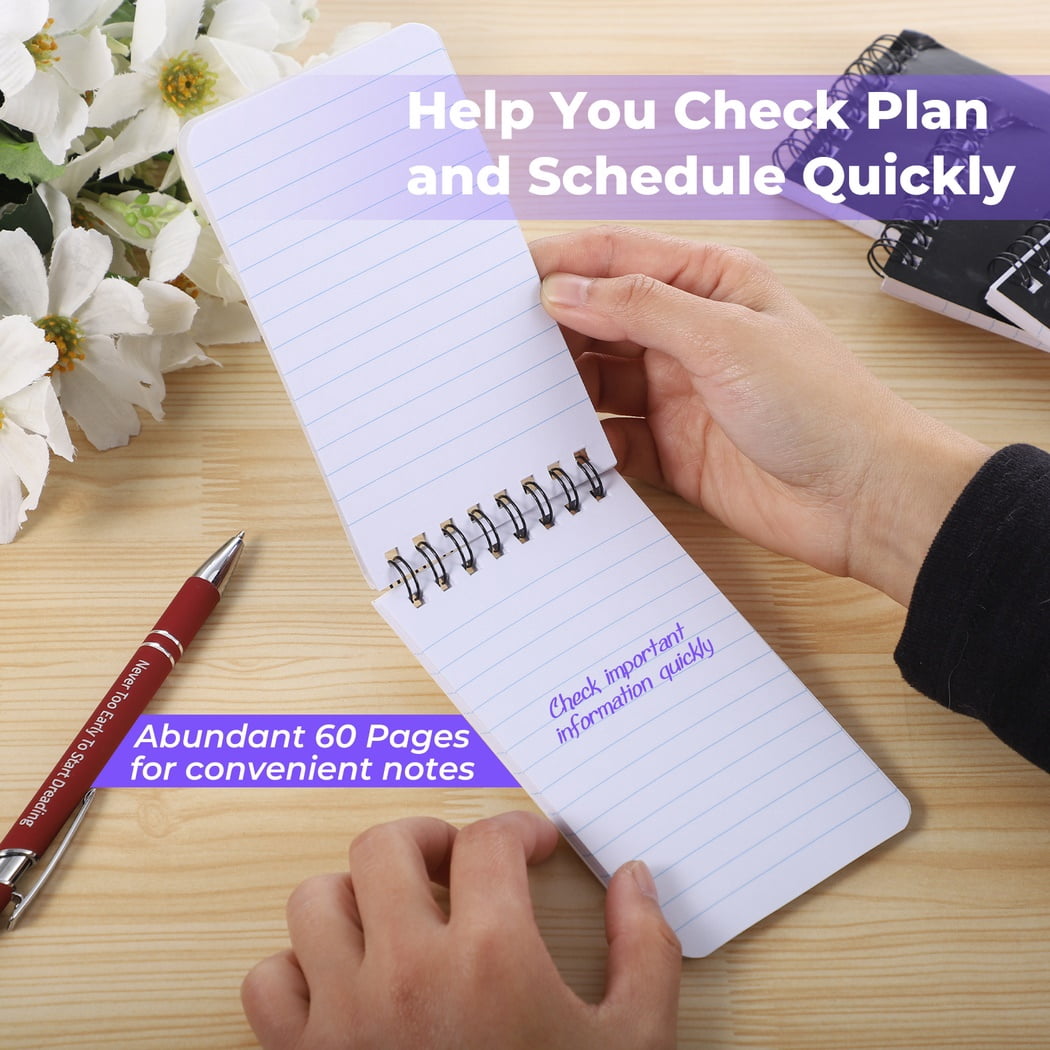 50Pcs Notebooks, 3 x 5'' Mini Spirals Notepads, 60 Sheets Mini Portable Spiral Notepads, Top Bound Notebook, Memo Pads for Home Office