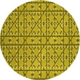 thumbnail image 1 of Ahgly Company Machine Washable Indoor Round Transitional Dark Yellow Green Area Rugs, 4' Round, 1 of 7