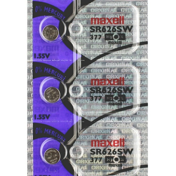 3 x Maxell 377 Watch Batteries, SR626SW or 376 Battery