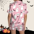 thumbnail image 2 of Halloween Pajama Set for Women Weightless Cloud Like Ghost Graphic Button Down Short Sleeve Shirts and Shorts 2 Piece Nightwear Relaxed Fit Matching Lounge Sets, 2 of 7