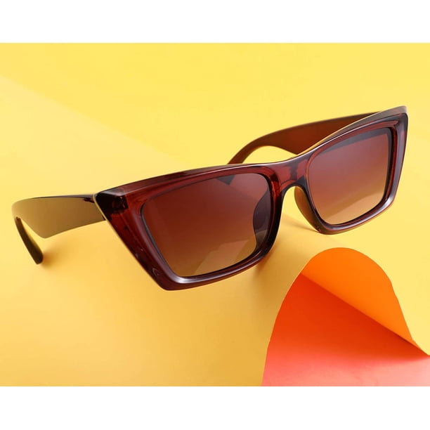 Small Cateye Square Polarized Sunglasses Classic Thick Rectangle Frame FEISEDY Small Cateye Square Polarized Sunglasses Women  main image 4