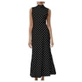 thumbnail image 1 of Vestido largo Milumia de lunares, cuello alto, sin mangas, talla S, 1 of 5