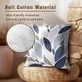 thumbnail image 5 of Navy Blue and Gray Leaf Throw Pillow Cover 16x16 Inch Pack of 2 White and Light Blue Spring Cushion Pillow Case Square Cotton Eucalyptus Pillowcase for Summer Party Bed Sofa Home Car Bedroom Outdoor, 5 of 6