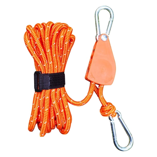 Cuerda reflectante de la línea de sujeción de la tienda de 6 mm x 5 m | Sistema de poleas metálicas ajustables | Cuerda de nylon con revestimiento reflectante para acampar Lonas de senderismo Toldos