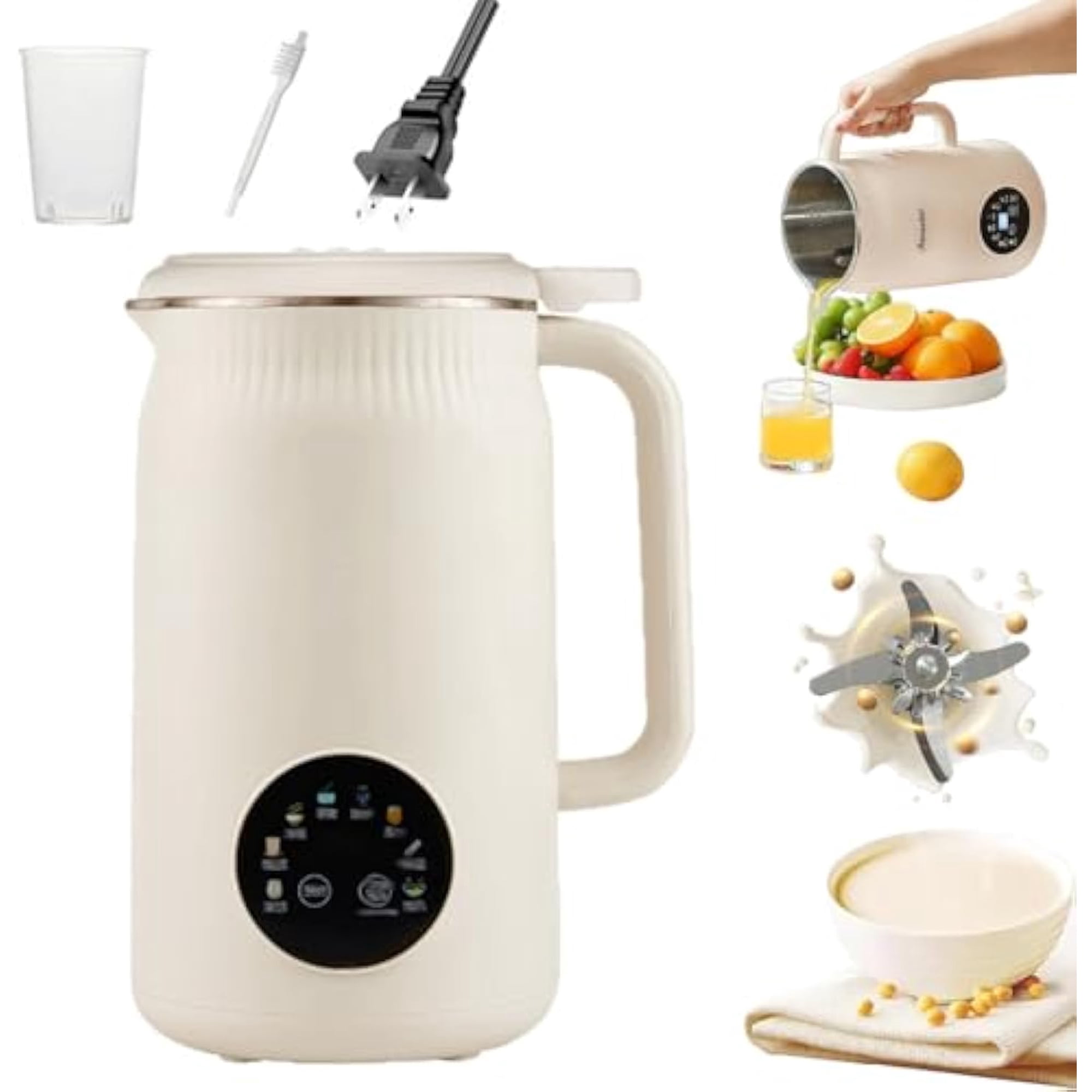 Nutripour - The 8-in-1 Multifunction Nut Milk Maker, Household Multifunctional Maker, Automatic Plant-Based Milk Blender, for Nut Milk, Oat Milk, Soy Milk